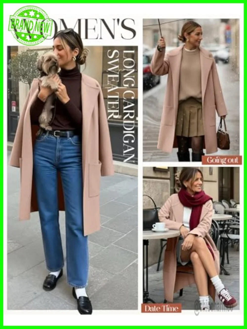 Long Open Front Cardigan Sweater with Pockets Lightweight Knit Coatigan
